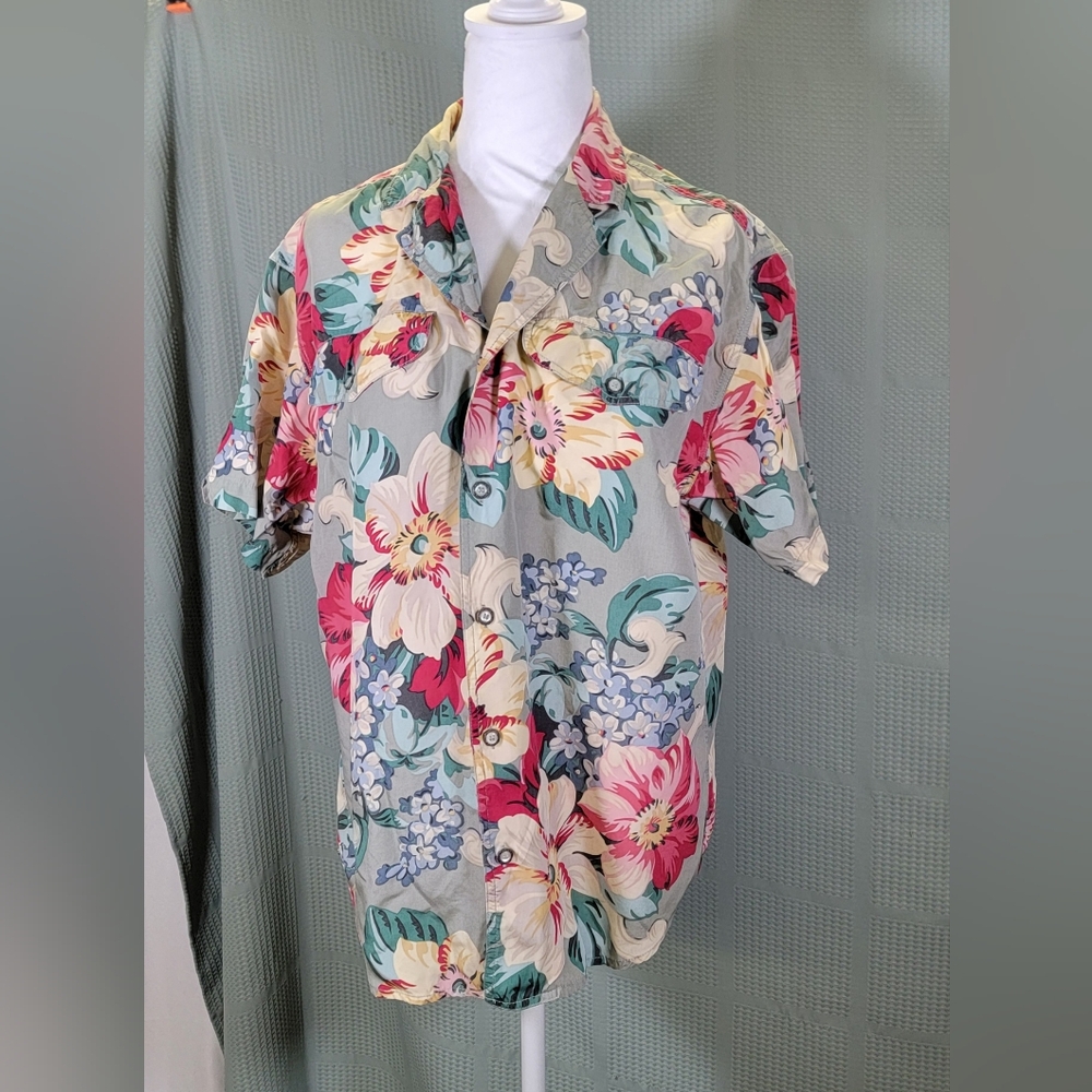 Lizwear Floral‎ Hawaiin Style Shirt Womens Rayon Size Small Summer Colorful
